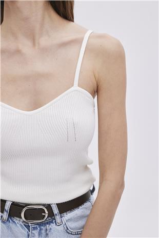 Ecru With Straps Knitwear Singlet