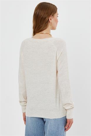 Ecru Basic Knitwear Sweater