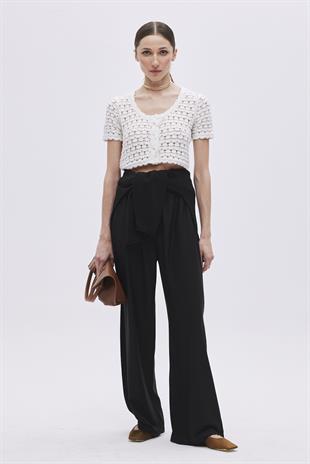 Ecru Snap Knitwear Crop Top