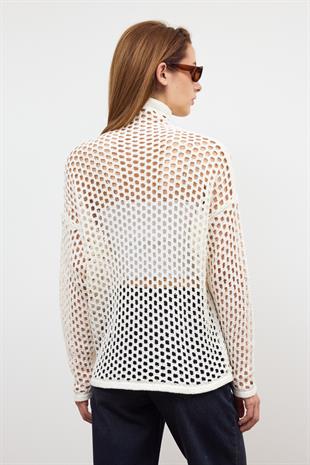 Ecru Pointelle Knitwear Sweater