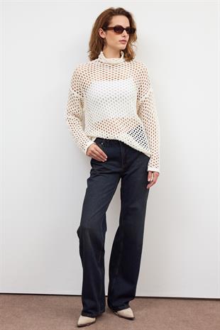 Ecru Pointelle Knitwear Sweater