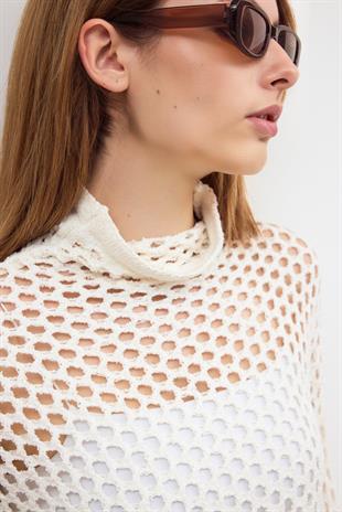 Ecru Pointelle Knitwear Sweater