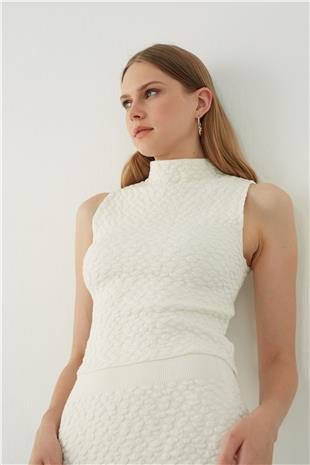 High neck knitted blouse