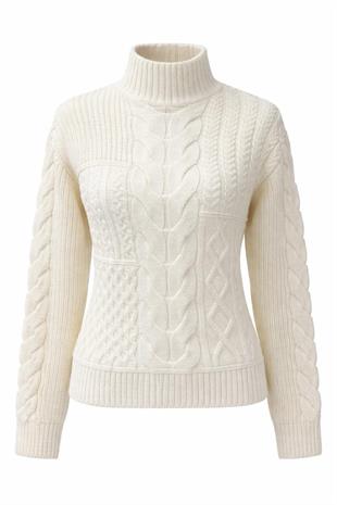 Ekru Dik Yakalı Kazak