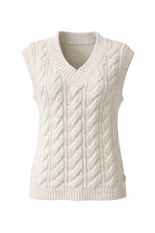 Ekru Düğme Detaylı Süveter