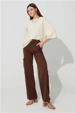 Ecru Short Sleeve Oversize Basic T-shirt SS23TE4720EK