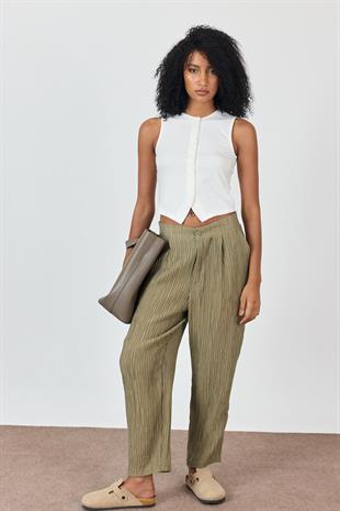 Ekru Önü Düğmeli Bluz