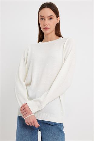 Ecru Pom Pom Detail Sweater