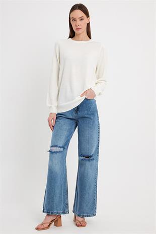 Ecru Pom Pom Detail Sweater