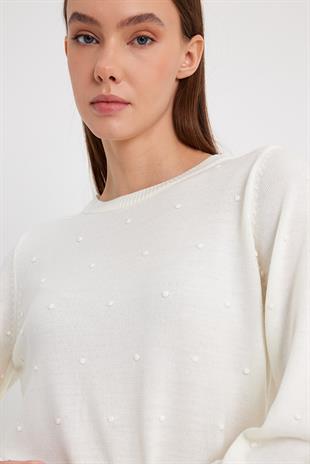 Ecru Pom Pom Detail Sweater