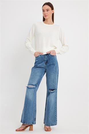 Ecru Pom Pom Detail Sweater