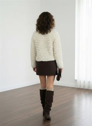 Ekru PÜSKÜLLÜ TRİKO CEKET Hırka