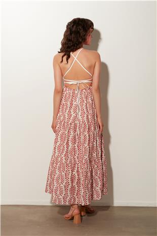 Ecru Low-cut Back Maxi Dress SS23D4790EK