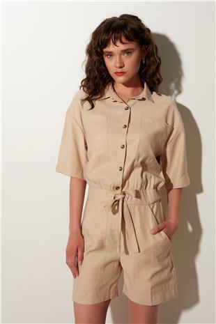 Ecru Tencel jumpsuit shorts SS23T4791EK