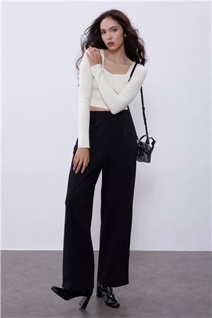 Ecru Long Sleeve Crop Knit Swater SWK4500EK