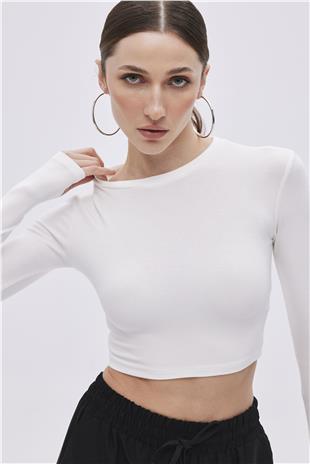 Ecru Viscose Crop Top