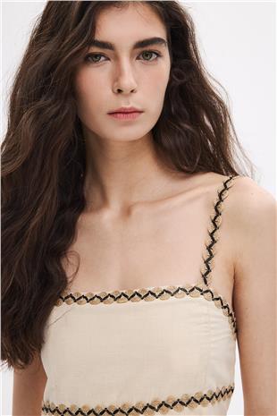 Etnik Desenli Mini Boy Elbise 