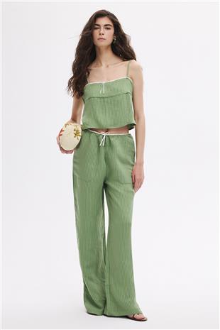 Fiyonklu Dokulu Pantolon