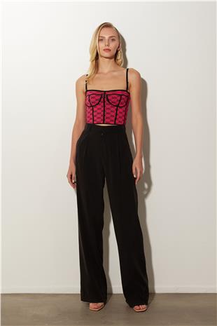 Fuchsia Underwired Patterned Knitted Bustier SWA4676FU