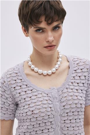 Grey Snap Knitwear Crop Top