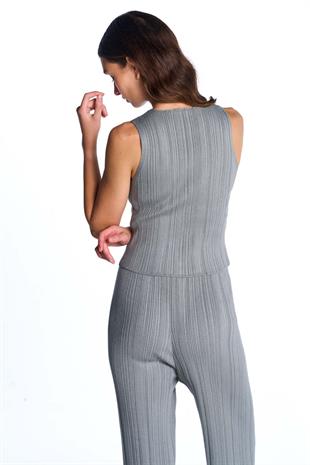 Gri Fitilli Pantolon