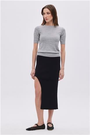 Grey Short Sleeve Sweater