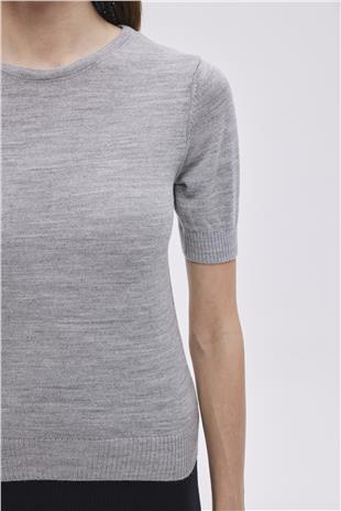Grey Short Sleeve Sweater