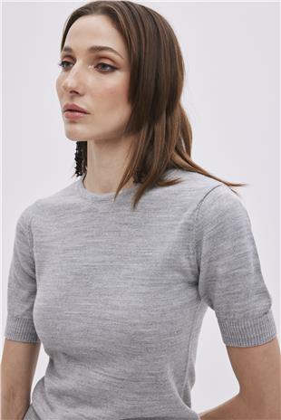 Grey Short Sleeve Sweater
