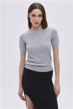 Grey Short Sleeve Sweater