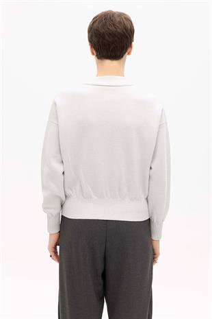 Grey Lurex Bomber Knitwear Cardigan