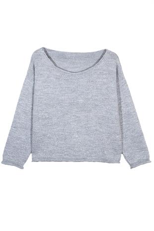 Gri Simli Triko Kazak