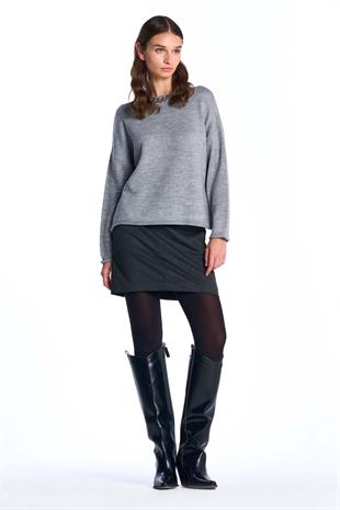 Gri Simli Triko Kazak