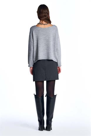 Gri Simli Triko Kazak