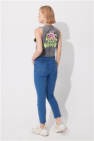 Gray Pale Effect strappy sleeveless T-shirt SS23TE4719TE