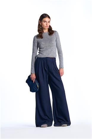 Gri Triko Crop Kazak