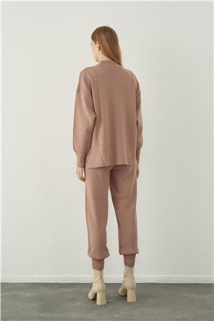 Gül Kurusu Basic Kazak Pantolon Triko Takım