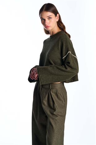 Haki Basic Triko Kazak