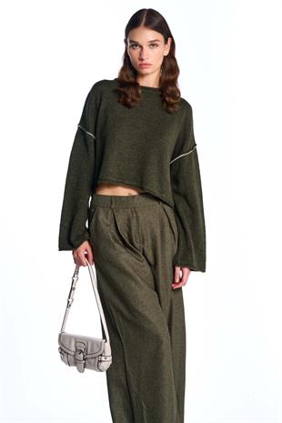 Haki Basic Triko Kazak