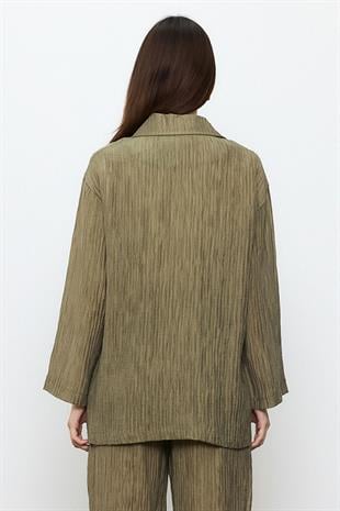 Haki Fitilli Dad Fit Ceket