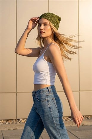 Haki Örgü Bandana 2