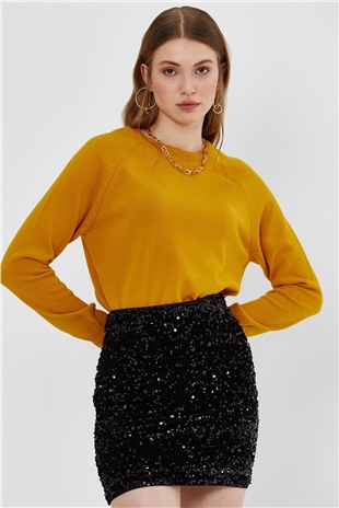 Mustard Yellow Basic Knit Sweater SWK4686HR