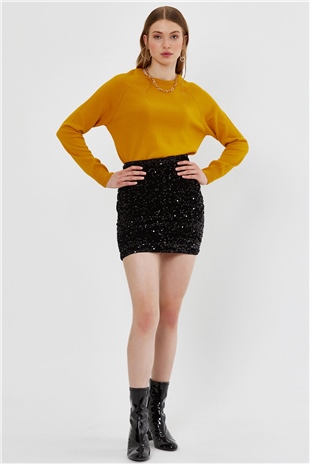 Mustard Yellow Basic Knit Sweater SWK4686HR