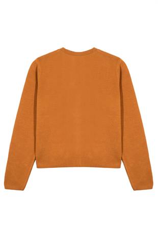 Hardal Düğmeli Triko Hırka