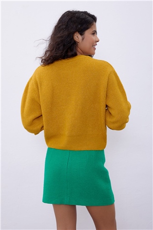 Mustard Yellow Off Shoulder Knit Sweater SWK4496HR