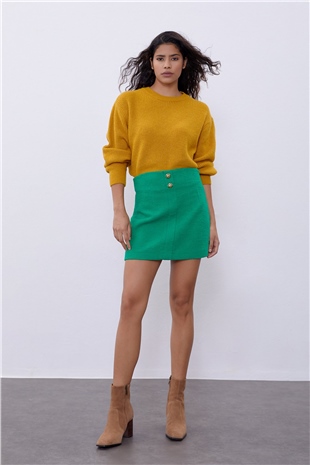 Mustard Yellow Off Shoulder Knit Sweater SWK4496HR
