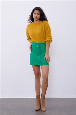Mustard Yellow Off Shoulder Knit Sweater SWK4496HR