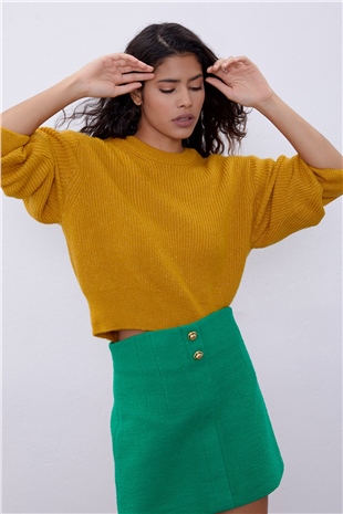Mustard Yellow Off Shoulder Knit Sweater SWK4496HR