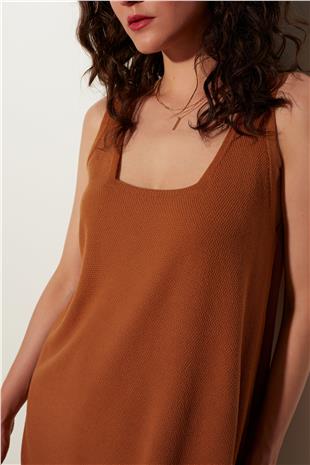 Mustard Knitted Patterned Tunic Trousers Set SS23TK480102HR