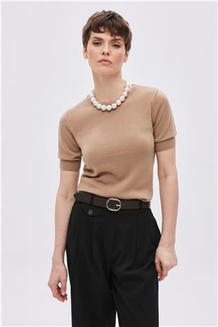 Brown Short Sleeve Sweater