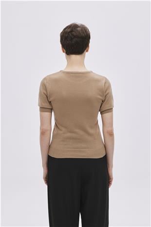 Brown Short Sleeve Sweater